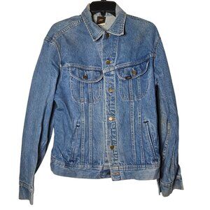 Vintage 70s Lee Patd 153438 Denim Trucker Blue Jean Jacket Size 40L Grunge Biker